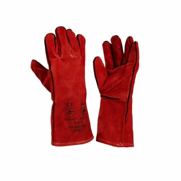 Lashandschoenen splitleder rood gevoerd